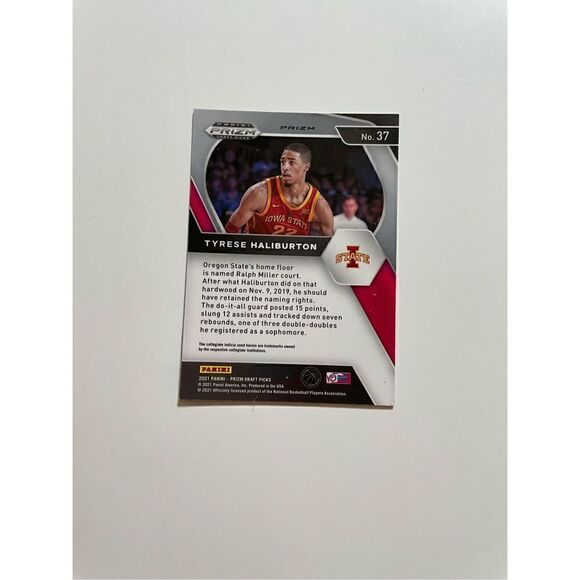 Tyrese Halliburton prizm rookie draft pick #37 mint condition refractor rare - Picture 4 of 4